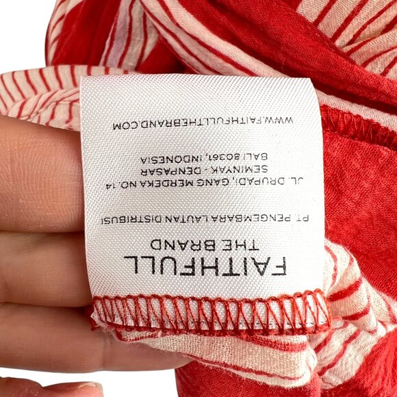 Faithfull The Brand Amalfi Rust Red Striped Off-Shoulder Dress Size Small - Picture 9 of 11